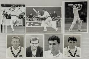 Cricket photographs. Surnames O-P circa 1970/1990&rsquo;s. Large selection of mainly official mono some colour press photographs of Test and County cricketers, some restrike photographs included. Players include P. Parker, I. Payne, D. Pringle (quantity), R. Pi