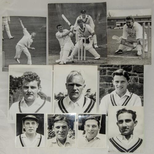 Cricket photographs. Surnames N-R circa 1950/1960&rsquo;s. Large selection of mainly official mono press photographs of Test and County cricketers, some restrike photographs included. Players include Oakman, Padgett, Parfitt, Parks, Pocock, Palmer, Pullar, Pett