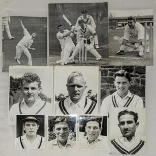 Cricket photographs. Surnames N-R circa 1950/1960&rsquo;s. Large selection of mainly official mono press photographs of Test and County cricketers, some restrike photographs included. Players include Oakman, Padgett, Parfitt, Parks, Pocock, Palmer, Pullar, Pett