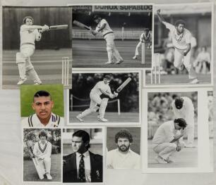 Cricket photographs. Surname R circa 1970/1990&rsquo;s. Large selection of mainly official mono some colour press photographs of Test and County cricketers, some restrike photographs included. Players include Rice, Randall (quantity), Radford (quantity), S. Rho