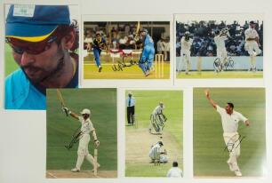 England v Sri Lanka 1984 onwards. A good selection of fifty eight original colour and mono press photographs from Test and one-day international series. Twelve are signed by the featured player. Signatures include Craig White, Alec Stewart (2 different), 