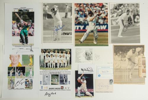 Derbyshire & Nottinghamshire 1950s-2010s. A good selection of sixty mainly modern original colour and mono press photographs, also cuttings, album pages, cards and one commemorative cover, all relating to players who have represented Derbyshire or Notting