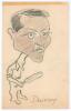 Kumar Shri Duleepsinhji. Sussex, Cambridge University & England 1924-1932. &lsquo;Duleepsinhji&rsquo; Original pencil and coloured crayon caricature drawing of Duleepsinhji in cricket attire and holding a cricket bat. Title to lower border. The drawing by Francis Per