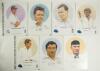 &lsquo;England Test Cricketers&rsquo;. Denise Dean 2004-2006. Black binder comprising a good selection of sixteen prints from the series, each limited to 100 copies and signed by the artist. Thirteen are signed by the featured player. Signatures are Larter (2 copies) - 3