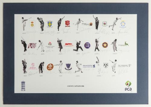 &lsquo;County Captains 2006&rsquo;, Keith Fearon, Limited edition 60/100, signed in pencil by each of the eighteen County Captains, signatures include Rikki Clarke, Dale Benkenstein, David Hemp, Dimitri Mascarenhas, Robert Key, Stuart Law, Paul Nixon, Ed Smith, Nicky