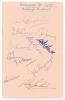 &lsquo;England XI 1951. Hastings Festival&rsquo;. Album page signed in ink by the eleven members of the England XI for the match v South Africans played at Hastings 1st- 4th September 1951. Signatures are Compton (Captain), Carr, Young, Evans, Bedser, Parkhouse, Jake