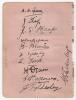 Lancashire c.1920. Album page nicely signed in ink to one side by eleven members of the Lancashire team. Signatures are Spooner, Sharp, Makepeace, Blomley, R. Tyldesley, Cook, Dean, Hallows, J. Tyldesley and G.E. Tyldesley. Additionally signed to the vers