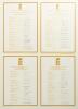 England Under-19 autograph sheets 2001. Four official autograph sheets with titles, borders and players&rsquo; names printed in gold. Sheets are for the Under-19 three match one-day series v West Indies July 2001 fully signed by fourteen, and one for each of t