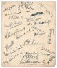 England Test cricketers 1920s/1930s. Large album page very nicely signed to one side in black ink by twenty two England Test players of the 1920s/ 1930s. Signatures are Arthur Carr, Jack White, George Geary, R.E.S. Wyatt, Tom Killick, Jack O&rsquo;Connor, Percy