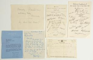 Actors&rsquo; letters to M.C.C. 1948. Two original letters to the Secretary of M.C.C. at Lord&rsquo;s. One is a small typed letter from Laurence Olivier, dated 11th February 1948, requesting that his eleven year old son be put down for membership. Very nicely signed 