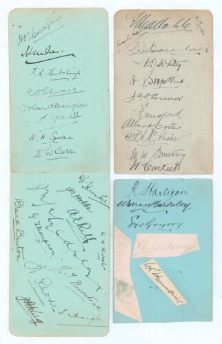 Australia 1909. &lsquo;The Scarborough Cricket Festival&rsquo;. Four album pages containing fifteen ink signatures of the Australian touring team of 1909 who played the Earl of Londesborough&rsquo;s XI on the 9th-11th September, twelve ink signatures of the Gentlemen and e
