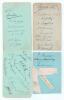 Australia 1909. &lsquo;The Scarborough Cricket Festival&rsquo;. Four album pages containing fifteen ink signatures of the Australian touring team of 1909 who played the Earl of Londesborough&rsquo;s XI on the 9th-11th September, twelve ink signatures of the Gentlemen and e