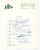 Australia tour to England 1972. Official autograph sheet with printed title and players&rsquo; names, fully signed in various inks by all seventeen playing members of the touring party. Signatures are I. Chappell (Captain), Stackpole, G. Chappell, Colley, Edwar