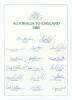 Australian tour of England 1985. Official autograph sheet with printed title and players&rsquo; names, fully signed in ink by all seventeen listed members of the touring party. Signatures are Border (Captain), Hilditch, Bennett, Boon, Gilbert, Holland, Lawson, 