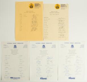 Australia. Victoria and New South Wales autograph sheets 1983-1991. Five official autograph sheets with printed titles and players&rsquo; names, all fully signed by the twelve listed players on each sheet. Includes two on Western Australian Cricket Association 