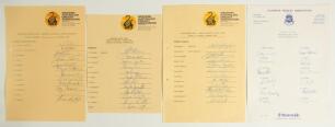 Australia. Western Australia and Queensland autograph sheets 1980-1986. Four official autograph sheets for Sheffield Shield matches, with printed titles and players&rsquo; names, all fully signed by the twelve listed players on each sheet. Includes three on Wes
