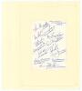South Australia Cricket Association 1970/71 & 1973/74. Plain page signed in biro by twelve South Australia players with names annotated below each signature. Also a typed autograph sheet of the 1973/74 team fully signed by twelve. Signatures are I. Chappe