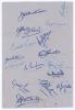 South Africa tour to Australia 1952/53. Album page signed in various coloured inks by sixteen members of the South African touring party. Signatures are Cheetham (Captain), McGlew, Watkins, McLean, Tayfield, Endean, Norton, Mansell, Fuller, Keith, Funston