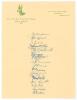South Africa tour to England 1955. Official &lsquo;South African Cricket Touring Team, Park Lane Hotel&rsquo; autograph sheet, very nicely and fully signed in ink by all sixteen playing members of the touring party. Signatures are Cheetham (Captain), McGlew, Endean, 