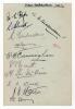 New Zealand tours to England 1927 & 1937. Album page nicely signed in ink and pencil by eleven members of the 1927 New Zealand touring party. Signatures include Page, Blunt, Henderson, James, Cunningham, Merritt, McGirr, Dacre, Mills, Lowry etc. Sold with