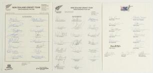 New Zealand tours to England 1990 & 1994. Two official autograph sheets with printed titles and players&rsquo; names. One for the 1990 tour fully signed by sixteen, the other for 1994 fully signed by twenty. Sold with a &lsquo;Bank of New Zealand Series&rsquo; official she