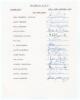 Sri Lanka 1977. Official autograph sheet with printed title and players&rsquo; names, signed in ink by all fourteen members of the Sri Lanka team for the M.C.C. match played at the Colombo Oval 25th-28th February 1977. Signatures are Tennekoon (Captain), Fernan
