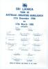 Sri Lanka tour to Australia, Singapore and Bangladesh 1984/85. Large official autograph sheet with printed title and players&rsquo; names, fully signed in ink by all eighteen listed members of the Sri Lanka touring party. Players&rsquo; signatures are Mendis (Captain