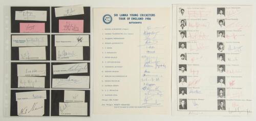 Sri Lanka overseas tours 1986 & 1989/90. Two fully signed official autograph sheets, one by all twenty members of the touring party to Australia 1989/90, the other by all seventeen members of the Sri Lanka Young Cricketers tour to England 1986. Sold with 