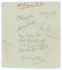 &lsquo;All India 1932&rsquo; tour of England. Album page signed in ink and pencil by nine members of the India touring party. Signatures include Nayudu (Test Captain), Colah, Wazar Ali, N.D. Marshall, Bahadur Kapadia, Jahangir Khan, Armar Singh, Naoomal and Nissar. A