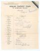 India tour to Australia 1947/48. Very rare official autograph sheet with printed title and players&rsquo; names, fully signed in ink by all eighteen listed members of the touring party. Signatures are Amarnath (Captain), Hazare, Nayudu, Mankad, Gul Mahomed, Soh