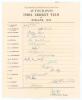India Cricket Team in England 1952. Rare official autograph sheet, with printed title and players&rsquo; names, fully signed in different coloured inks by eighteen members of the India touring party including the Manager P. Gupta. Players&rsquo; signatures include V.
