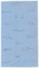 All Indian tour of England 1952. A large ledger size sheet of blue paper very nicely signed in ink by sixteen members of the Indian touring party to England in 1952 . Signatures include Hazare, Roy, Gaekwad, Shinde, Umrigar, Mantri, Ahmed, Sen, Ramchand e