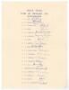 &lsquo;India Team Tour of England 1959&rsquo;. Official autograph sheet with printed title and players&rsquo; names. Fully and nicely signed in ink by all nineteen listed members of the India touring party. Signatures are Apte, Borde, Contractor, Desai, D.K. Gaekwad, Ghorp