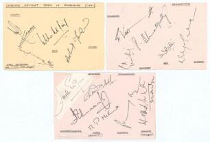 Indian tour of England 1971. Three album pages nicely signed in ink by twenty members of the Indian touring party to England in 1971 including the Manager. Signatures include Wadekar (Cpt), Gavaskar, Solkar, Ali, Hirmani, Baig, Mankad, Bedi, Prasanna, Ven