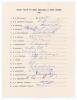 India tour to New Zealand and West Indies 1976. Rarer official autograph sheet with printed title and players&rsquo; names, fully signed in ink by the nineteen members of the touring party. Signatures are Bishen Bedi (Cpt), Gavaskar, M. Amarnath, S. Amarnath, 