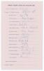 &lsquo;Indian Team&rsquo;s tour of England 1982&rsquo;. Large official autograph sheet with printed title and players&rsquo; names, signed in ink by all sixteen listed playing members of the touring party. Signatures are Gavaskar (Captain), Vishwanath, Kapil Dev, Doshi, Kirmani,