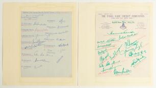 India. Central Zone in Duleep Trophy 1971/72 and 1973/74. Two official autograph sheets, the 1971/72 sheet with handwritten title and players&rsquo; names, fully signed by the fifteen listed playing members of the team, the 1972/73 sheet on Tamil Nadu Cricket A