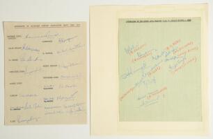 India. Rajasthan and North Zone 1972. Two official autograph sheets with typed titles, one with typed players&rsquo; names. One is signed by fifteen members of the Rajasthan Cricket Association Ranji Team 1972 including Hanumant Singh, Durrani, Sharma, Naidu, R