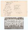 West Indies tour to England 1928. Large album page very nicely signed in ink by sixteen members of the West Indies touring party, obtained by the collector, Laetitia Stapleton (nee Repington). Signatures are Nunes (Captain), Wight, Roach, Bartlett, Scott,