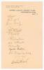 West Indies tour of England 1933. Surrey C.C.C. official headed paper nicely signed in ink by thirteen members of the West Indies touring party to England. Signatures are Grant (Cpt), Griffith, Christiani, Hoad, Wiles, Achong, Hoad, Martin, Valentine, Mar
