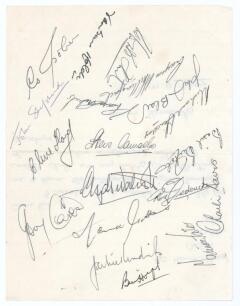 West Indies tour to England 1969. Page signed to the back of a letter from a collector requesting the signatures of the West Indies players. Fully signed by all nineteen members of the touring party. Players&rsquo; signatures are Sobers (Captain), Holder, Sheph
