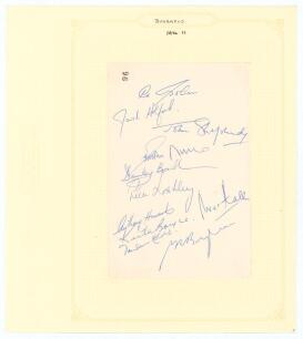 West Indies. Barbados 1970/71. Plain page signed in blue biro by eleven members of the Barbados team corresponding with the match against the touring Indians at the Kensington Oval, Bridgetown 27th- 30th March 1971. Signatures are Sobers (Captain), Holfor