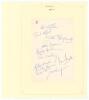 West Indies. Barbados 1970/71. Plain page signed in blue biro by eleven members of the Barbados team corresponding with the match against the touring Indians at the Kensington Oval, Bridgetown 27th- 30th March 1971. Signatures are Sobers (Captain), Holfor