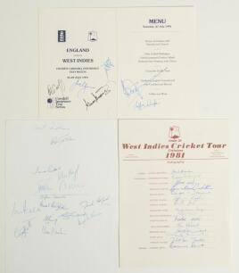 West Indies Under-25 tour of Zimbabwe 1981. Official autograph sheet with printed title and players&rsquo; names, fully signed by all fourteen members of the touring party. Some notable names featured including Faoud Bacchus (Captain), Desmond Haynes, Wayne Dan
