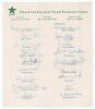 Pakistan tour to India 1961. Rare official autograph sheet with printed title and players&rsquo; names, fully signed in ink by all eighteen listed members of the touring party. Signatures are Fazal Mahmood, Hanif Mohammad, Saeed Ahmad, Zafar Altaf, Ijaz Butt, N