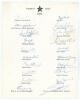 Pakistan tour of England 1962. Official autograph sheet with printed title and players&rsquo; names, nicely and fully signed in ink by all twenty members of the touring party. Players&rsquo; signatures are Burki (Captain), Hanif Mohammad, Imtiaz Ahmed, Fazal Mahmood,