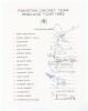 Pakistan tour to England 1982. Official autograph sheet with printed title and players&rsquo; names, fully signed in ink by all eighteen of the listed members of the touring party. Signatures are Imran Khan (Captain), Zaheer Abbas, Majid Khan, Wasim Bari, Javed