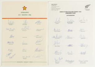 Zimbabwe ICC Trophy 1986. Official autograph sheet signed by eighteen members of the Zimbabwe touring party for the ICC Trophy held in England 1986. Signatures include Houghton (Captain), Traicos, Brain, Brandes, Butchart, Pycroft, Paterson, Rawson, Ali S