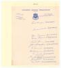 Victoria 1970/71. Official autograph sheet on Victorian Cricket Association letterhead signed by twelve members of the Victorian team. Players&rsquo; names annotated alongside each signature. Signatures are Cowper, Watson, Thompson, Thomas, Kirby, Swanson, Rowa