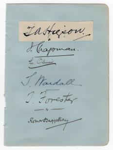 Derbyshire & Yorkshire 1910s. Album page nicely signed in ink to the page (one laid down) by five Derbyshire players and one Yorkshire. Signatures are T.A. Higson (Oxford University, Derbyshire & Lancashire 1892-1923) signed to piece laid down, J. Chapman